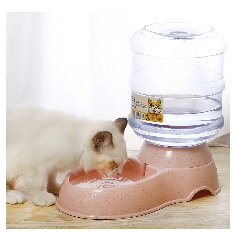 Plastic Dog Cat Food Dispenser 3.8L Gravity Feeder Pet Food Drinking Bowl Large Capacity with Storage Bucket