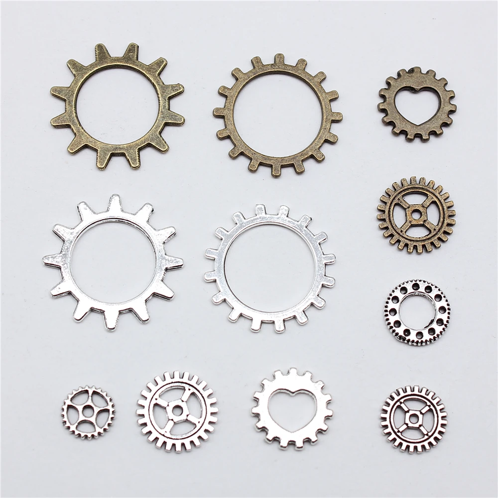40pcs Small Size Gear Steampunk Charms Vintage Metal Zinc Alloy Steampunk Mini Gear Charms Fit Jewelry Pendant Charms Makings