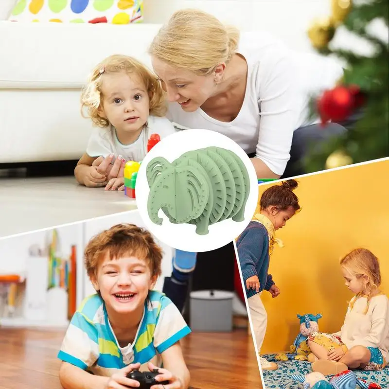 Giocattolo puzzle per bambini Elefante in silicone Puzzle sensoriale ad incastro Educativo intellettuale 3D Assemblaggio giocattolo Abilità logica Tattile