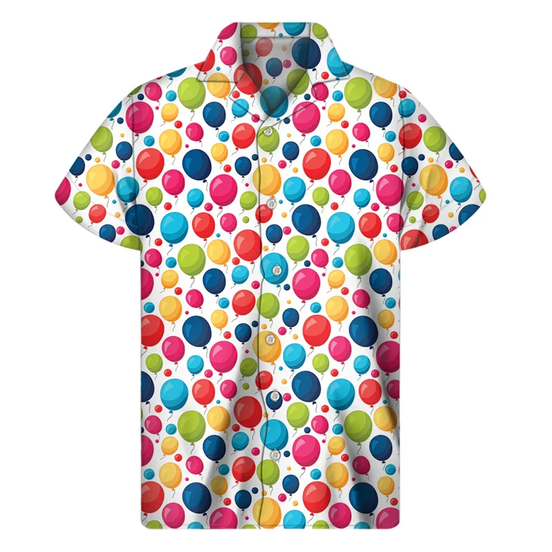 

Cartoon Balloon Hawaiian Shirt Men's Summer Cool Collar Shirt Fashion Short Sleeve