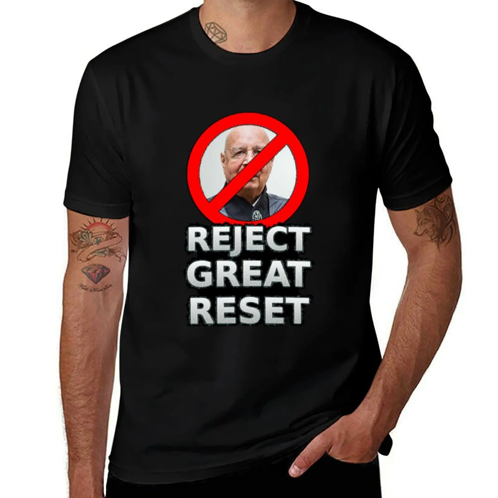 Reject The Great Reset T-Shirt anime figures heavyweights T-shirts for men cotton