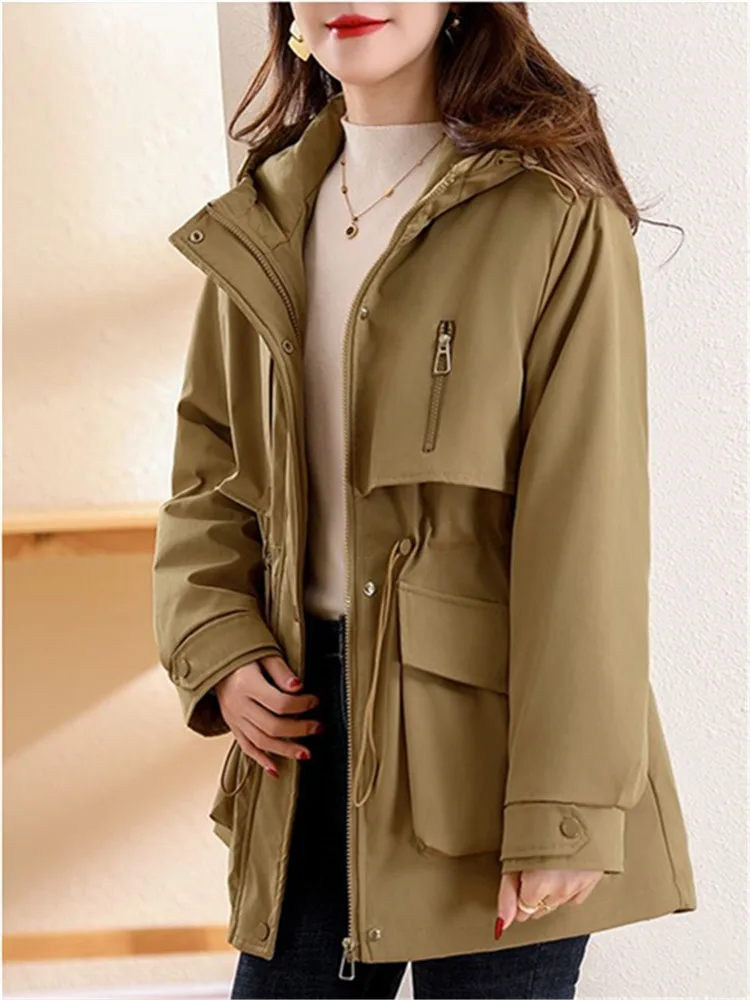 2025 Autumn Medium Long Parkas Winter Jacket Women Lining Hooded Clothes Female Down Cotton Warm Coat Female Outerwears Clothes