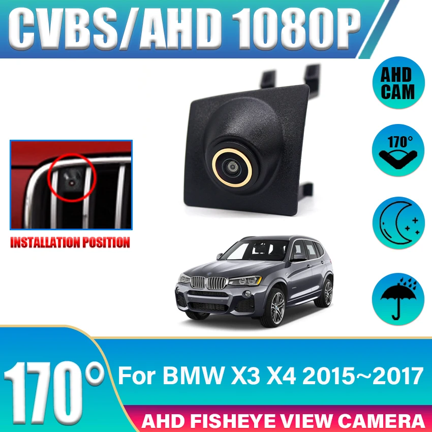 

HD AHD CCD Fisheye Lens Front View Logo Camera Night Vision Waterproof Car Front Grille Camera For BMW X3 X4 2015 2016 2017