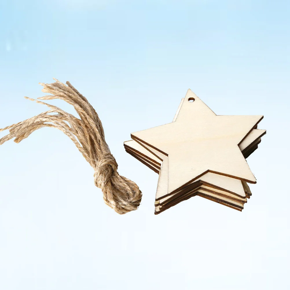 

10Pcs DIY Wooden Star Rustic Hanging Ornaments Christmas Decorations for Tree Branch Window Home Party Christmas Hanging Pendant