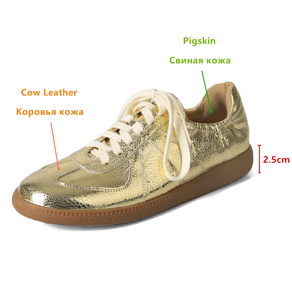 Ucegi Classic Style Women Quality Leather Patchwork Lace-Up Casual Sneakers punta tonda comode scarpe basse con tacco fatte a mano