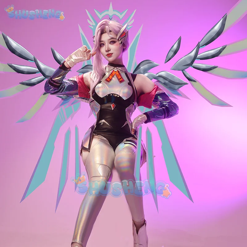 Seraphine cosplay costume game lol anime women fashion jumpsuit coat battle dove uniform Halloween costume role paly clothing