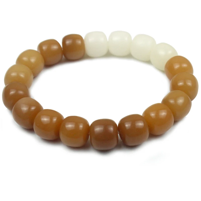 Natural Bodhi Root Single Circle Hand String White Jade Weathered Gradual Change High Throw Bodhi Cultural Buddha Bracelet