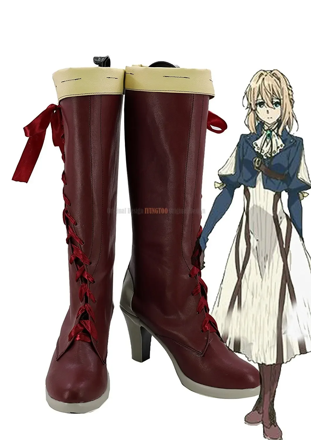 Violet Evergarden Shoes Cosplay Violet Evergarden High Heel Boots Cosplay Custom Made Unisex  Shoes