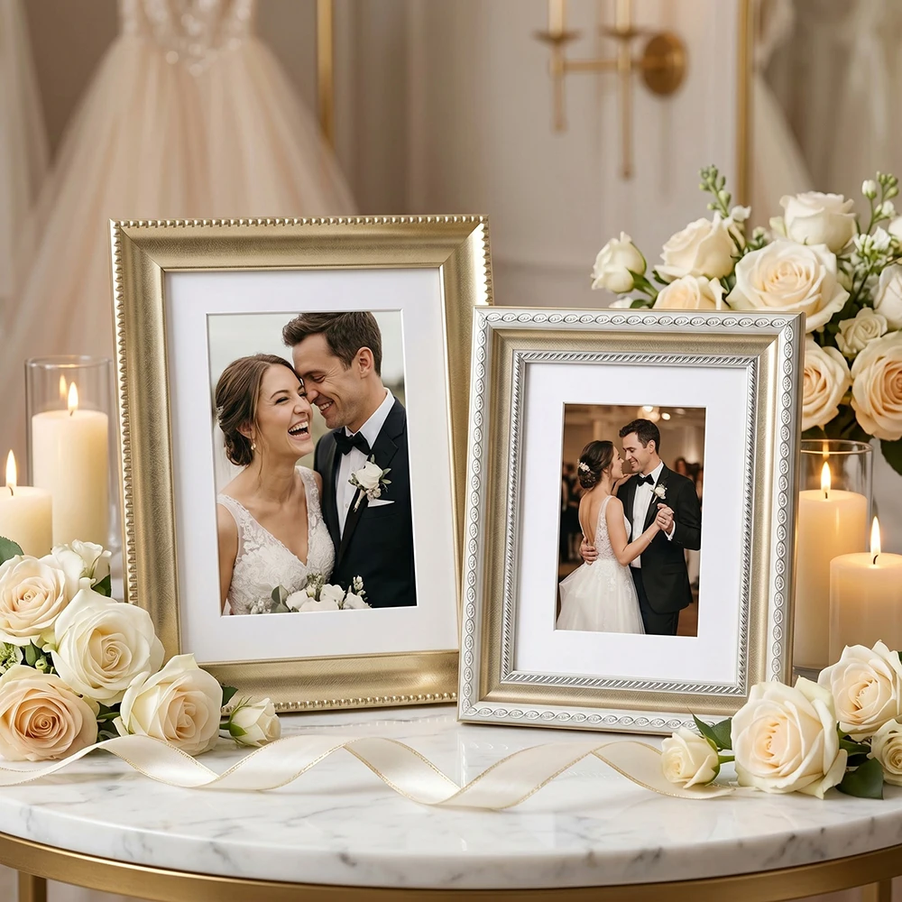 2 Pack Antique Two-Tone Picture Frames With Mat