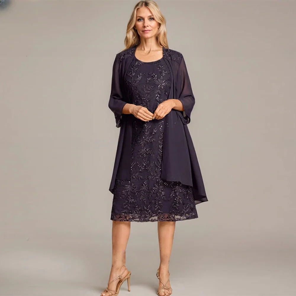 

Mother of the Bride Dresses 2026 Elegant Lace A-LineWomen's Wedding Party Attire with Jacket On Clearance Sale Evening Dresses