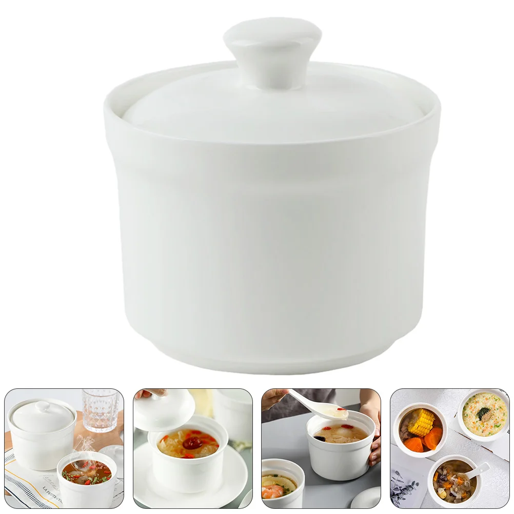 

Ceramic Stew Pot with Lid Bowl Tableware Soup Ceramics Home Kitchen Supply