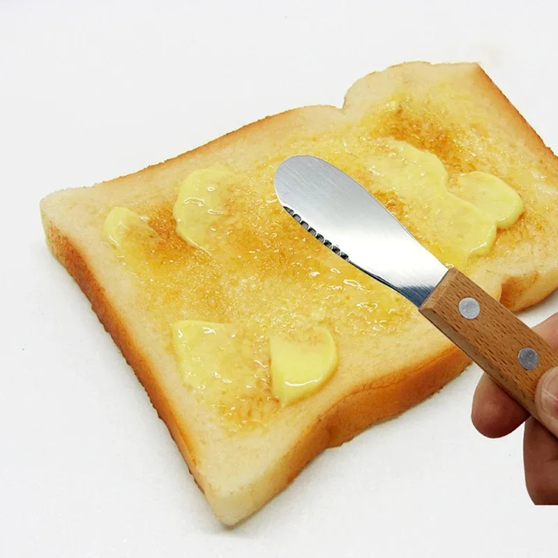 1PCs Wooden Handle Butter Spreading Knife, Stainless Steel Sandwich Spreading Knife for Kitchen Use Jam Toast Cheese Spatula