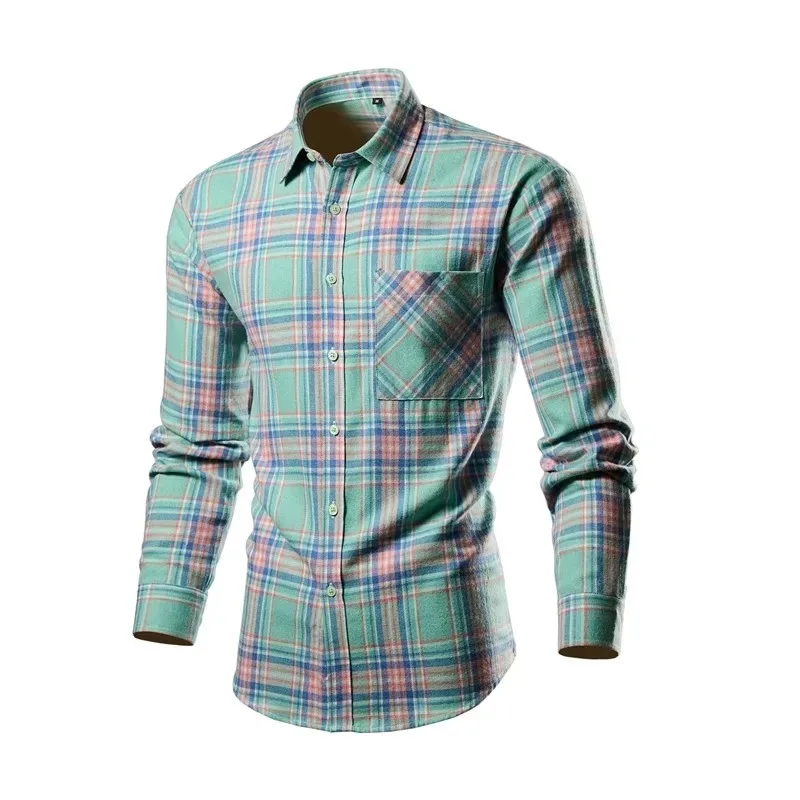 

Summer New Vintage Checkered Shirt Men's Trendy Street Clothing Men's Cotton Elegant Flip Collar Button Checkered Top