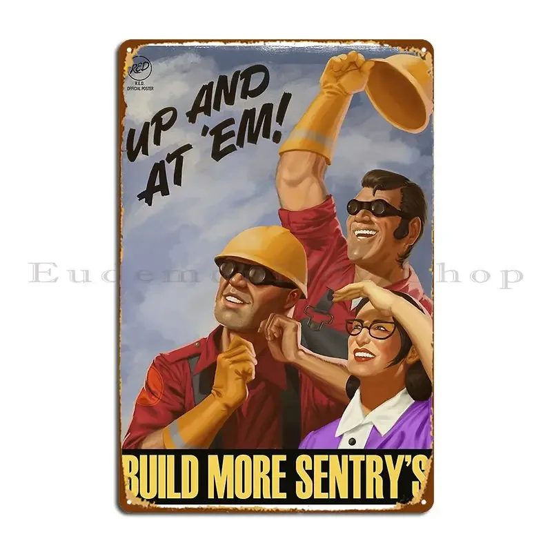 Tf2 Engineer Propaganda Poster Metal Sign Create Designing Cinema Vintage Garage Tin Sign Poster