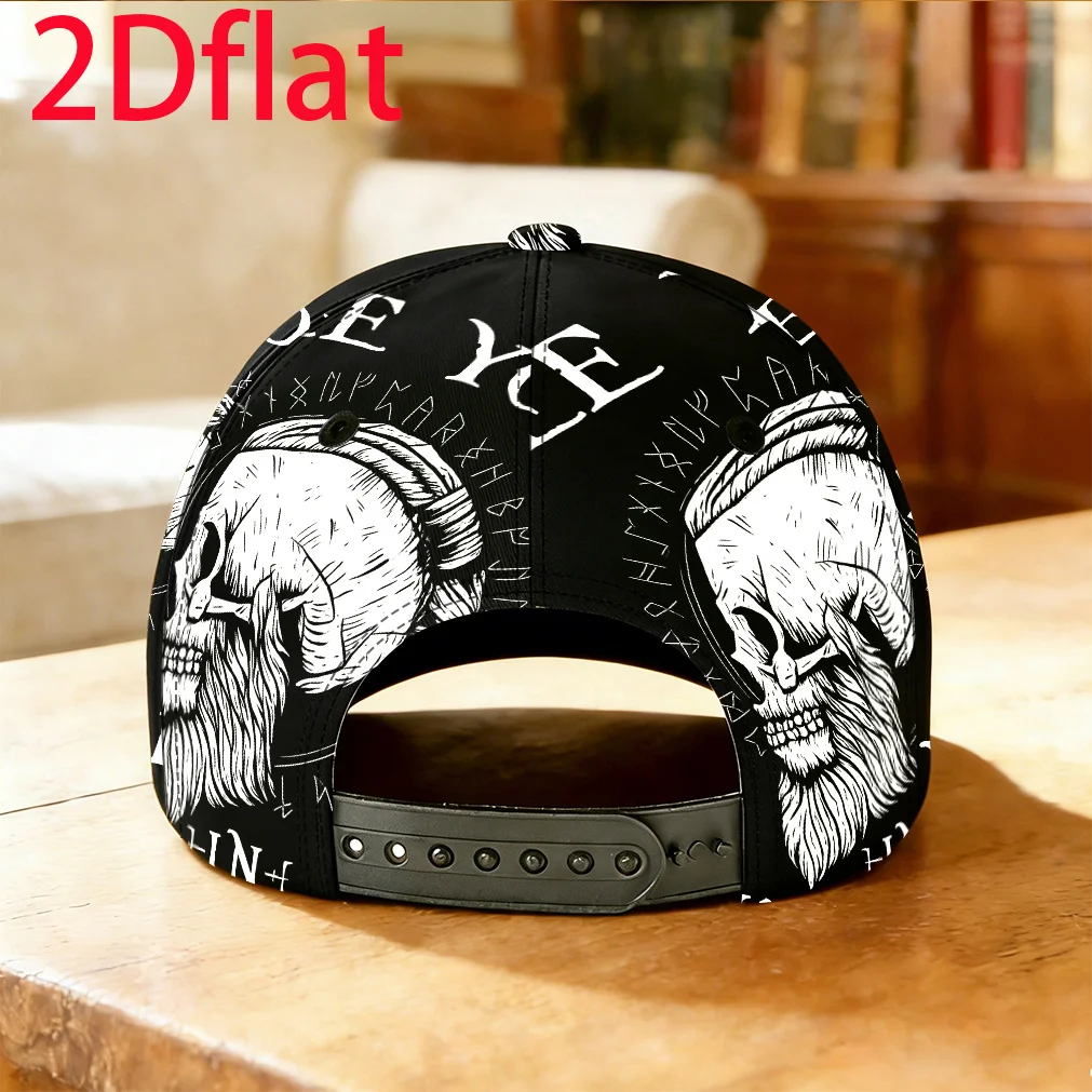 Customization 1pc-2Dflat See You In Valhalla Viking Skull Baseball Cap Driver Cap Outdoor Sports One Size Fits Most Fishing Vaca