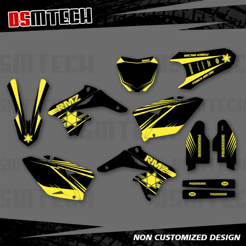 

DSMTECH Full Graphics Decals Stickers Motorcycle Background Custom Number Name For SUZUKI RMZ250 RMZ 250 2010 2011 2012-2018