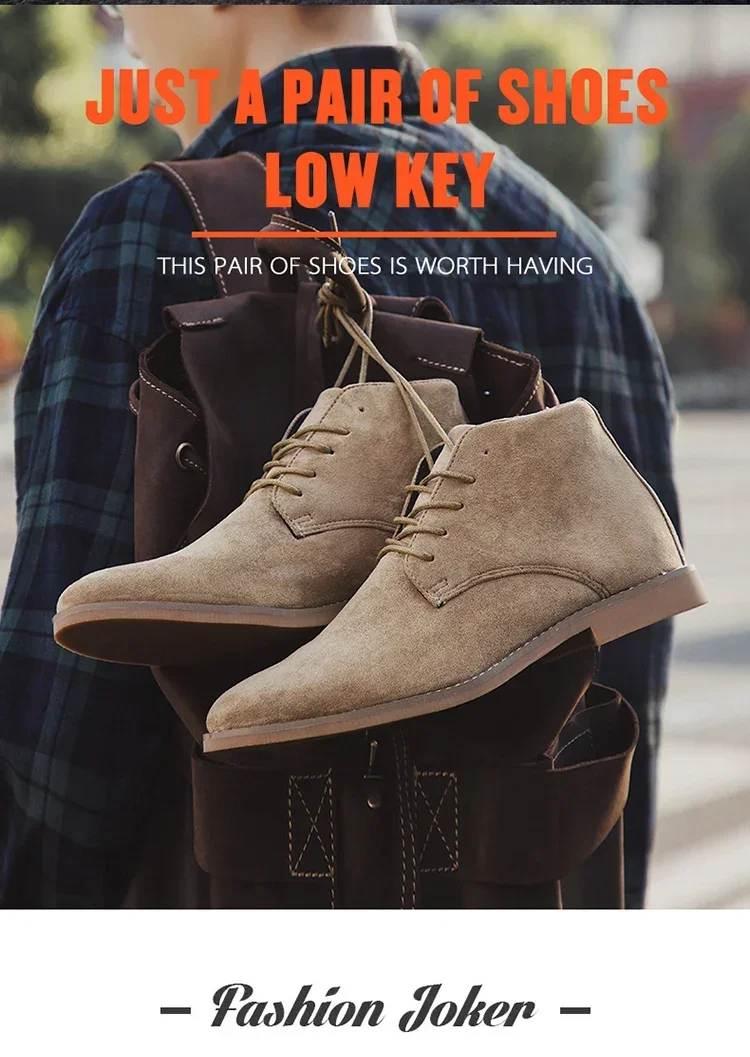 Modische braune Chelsea Boots für Herren im britischen Stil, hochgeschnittene Wildlederschuhe mit Schnürung und spitzer Zehenpartie, Herren-Knöchelstiefel – Detail 3