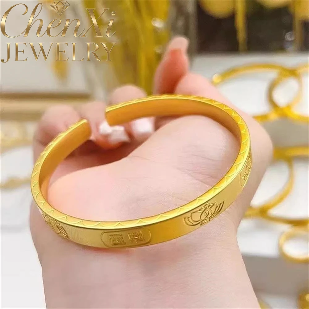 

High-End Sand Gold Lotus Texture Bracelet Luxury Quality Fashion Fine Jewelry Exquisite Elegant Best Charms Popular Young Gift