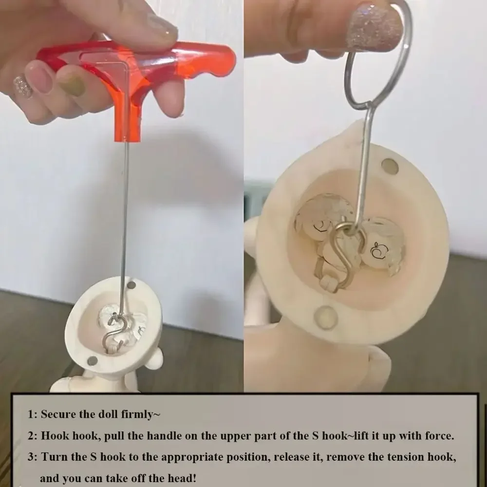2 dimensioni strumento gancio per tirare MIni testa in plastica sostituzione accessori fai da te gancio per tirare a forma di T per bambole 1/3 1/4 1/6 BJD.SD