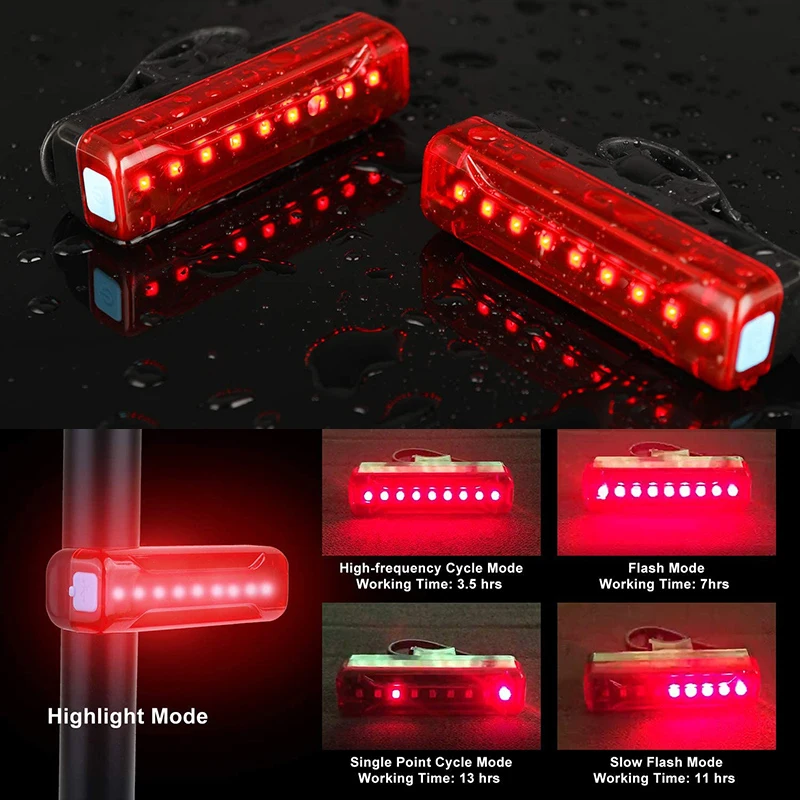 Bicycle Rear Light Bike Tail Light USB Rechargeable LED Red Ultra Bright Taillights for Cycling Helmet Safety Warning Tail Lamp