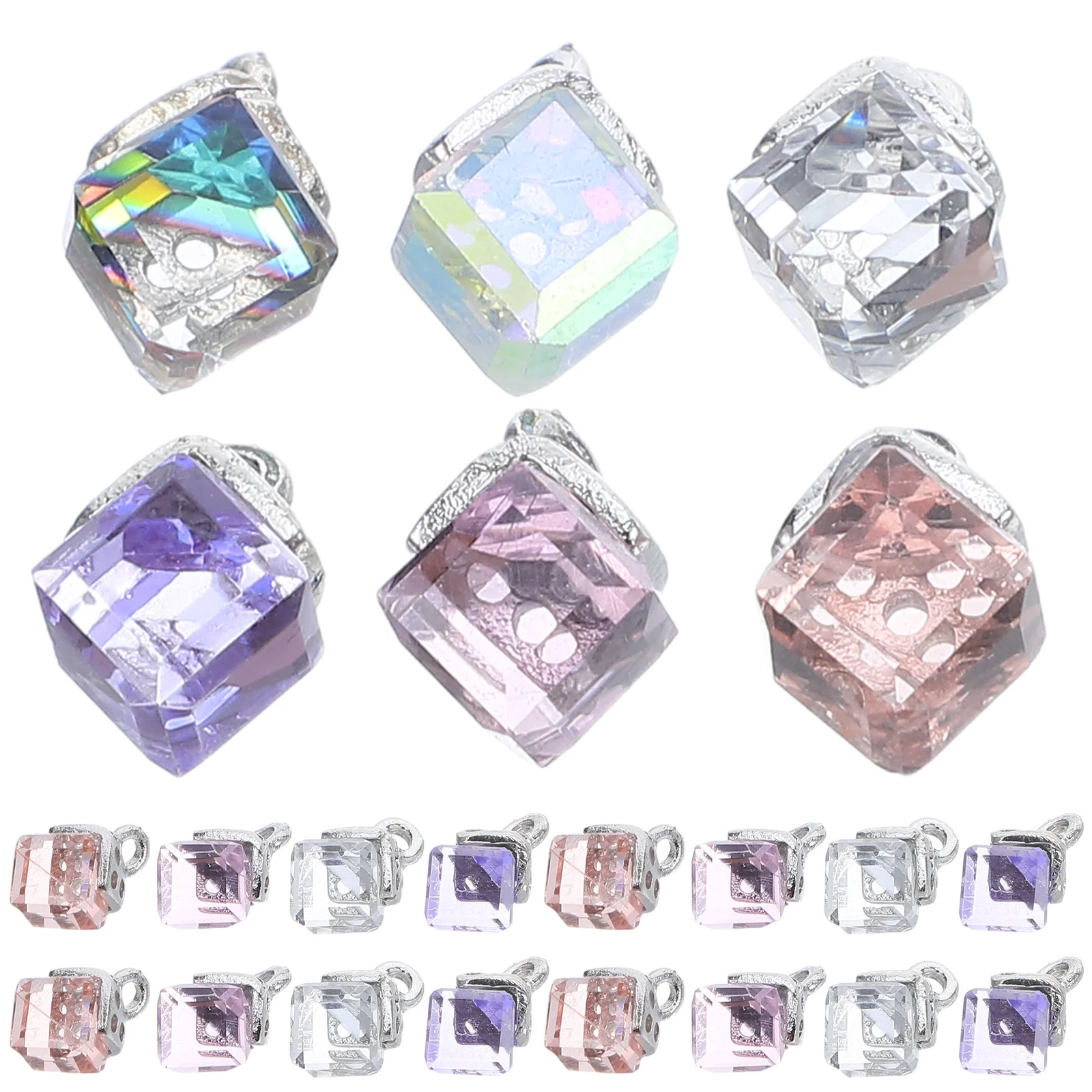 

60 шт., подвески с кристаллами, кубические бусины, висячие ювелирные изделия для ожерелья, серег, браслета, принадлежности для рукоделия