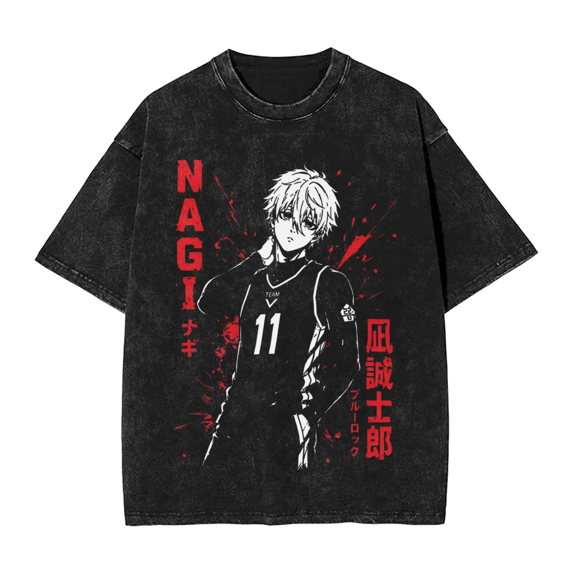 Harajuku Washed T Shirt Nagi Seishiro Cotton T-Shirts Blues Locks Character Trending Tee Shirt for Male Summer Y2K Retro Tees