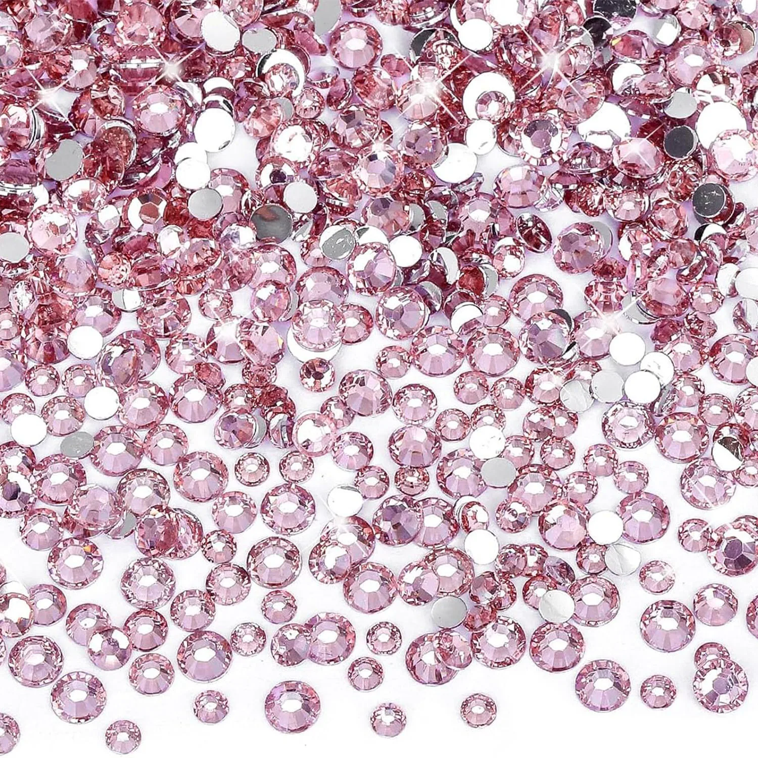 5000PCS/10000PCS Lt Pink Silvery Flatback Resin Rhinestones 2mm-6mm Faux Gems Bead for Crafts DIY Nail Art Charms Supplies Stone