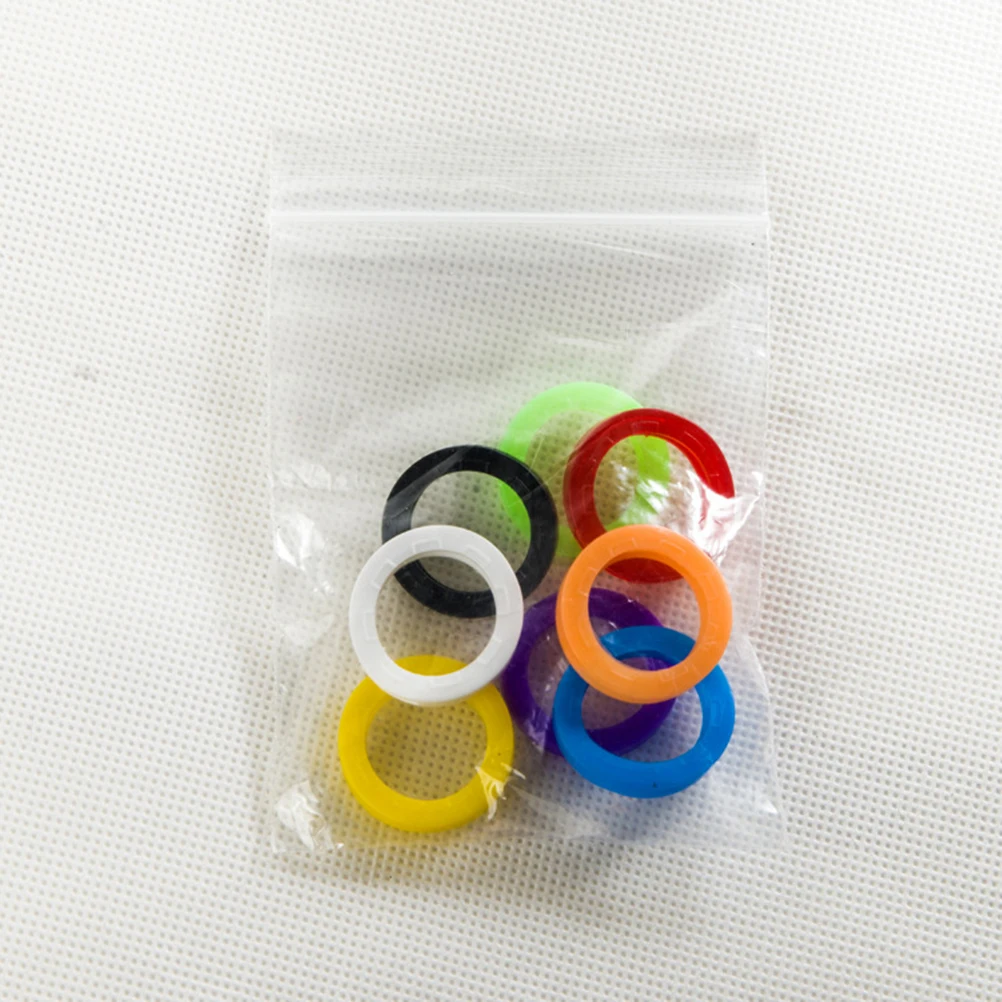 

60pcs Colorful Key Rings Elastic Silicone Caps Fading Resistant Dustproof Waterproof Key Covers Identifiers Sleeve