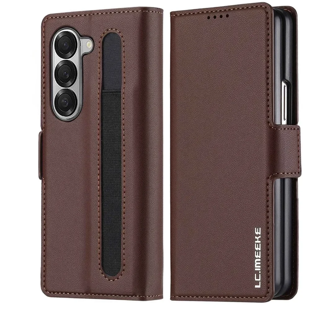Premium Leather Phone Case for Samsung Galaxy Z Fold 8 Ultra Wide 7 6 5 4 3  Fold5 5G with Pen Holder Wallet Flip Phone Cover