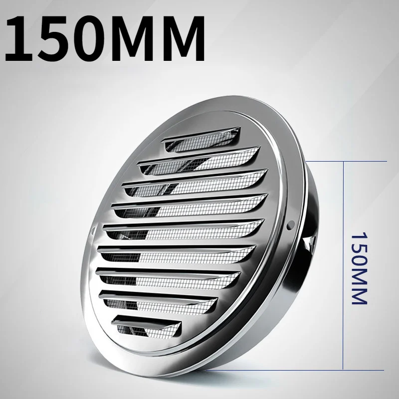Roestvrijstalen Buitenwand Luchtuitlaat Rooster 70-200Mm Ronde Duct Cap Luchtventilatie Afdekking Gat Plug Ventilatiesysteem