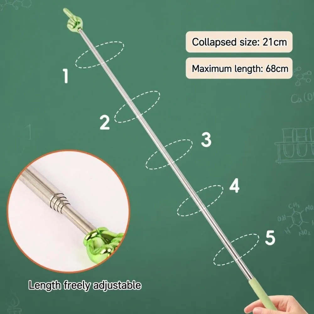Non-Slip Handle Retractable Reading Stick Finger Design Extendable Teaching Stick Teaching Pointer Teacher Classroom Tool