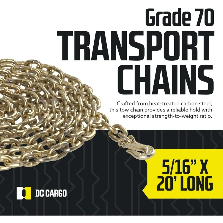 Tie Down Transport Chains - Heavy Duty Tow Chain with 5/16