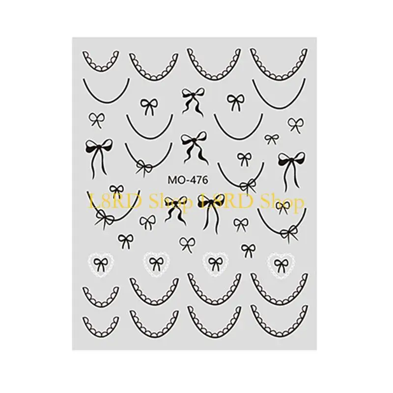 L8RD Self-Adhesive French Tip Art Stickers Decals Curved Lines Stickers