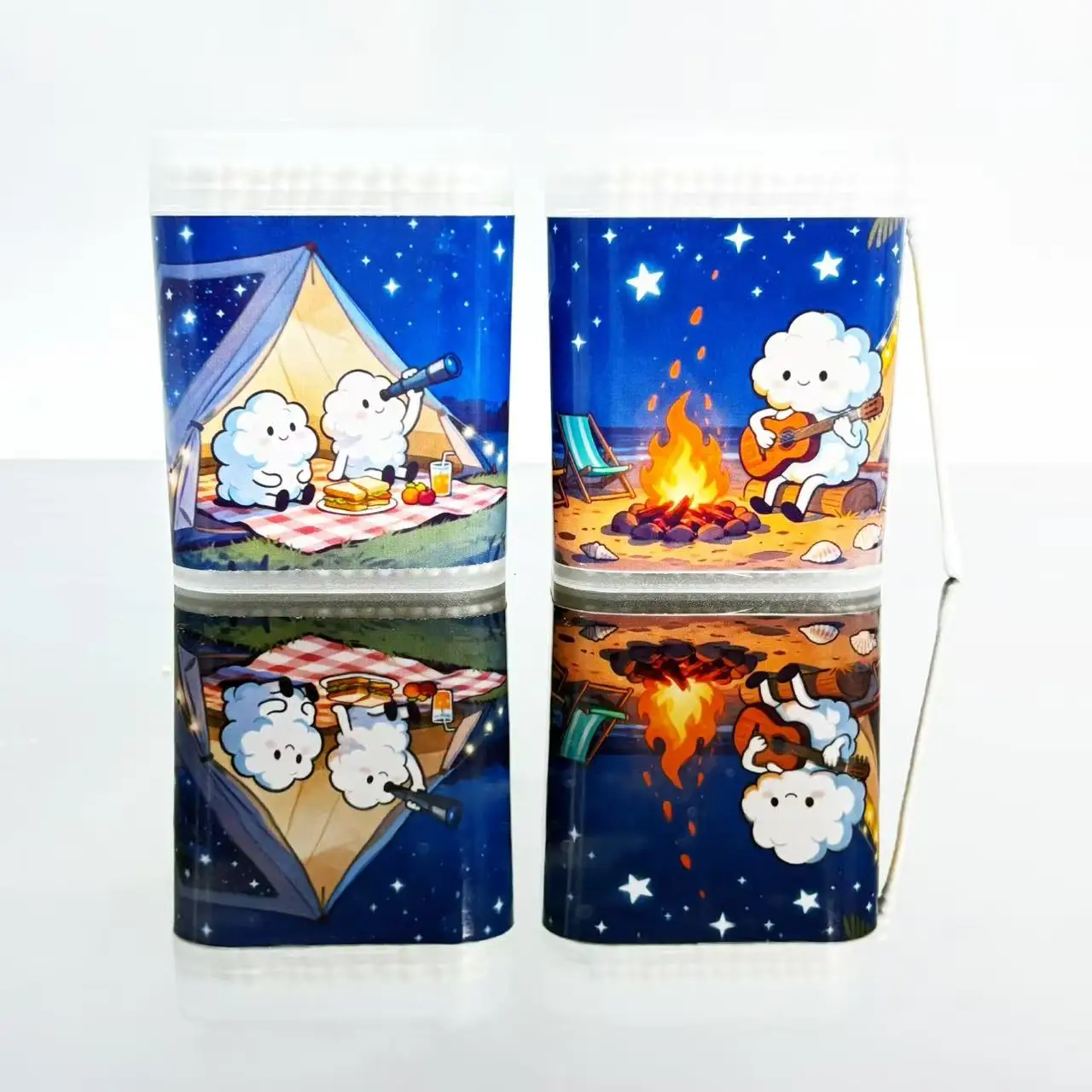 200 قطعة/400 قطعة التخييم تحت عنوان مزدوجة نهاية مسحات القطن الإبداعية التخييم عطلة تحت عنوان أعواد قطنية العصي الأبيض رقيقة جولة أعواد قطنية العصي #1