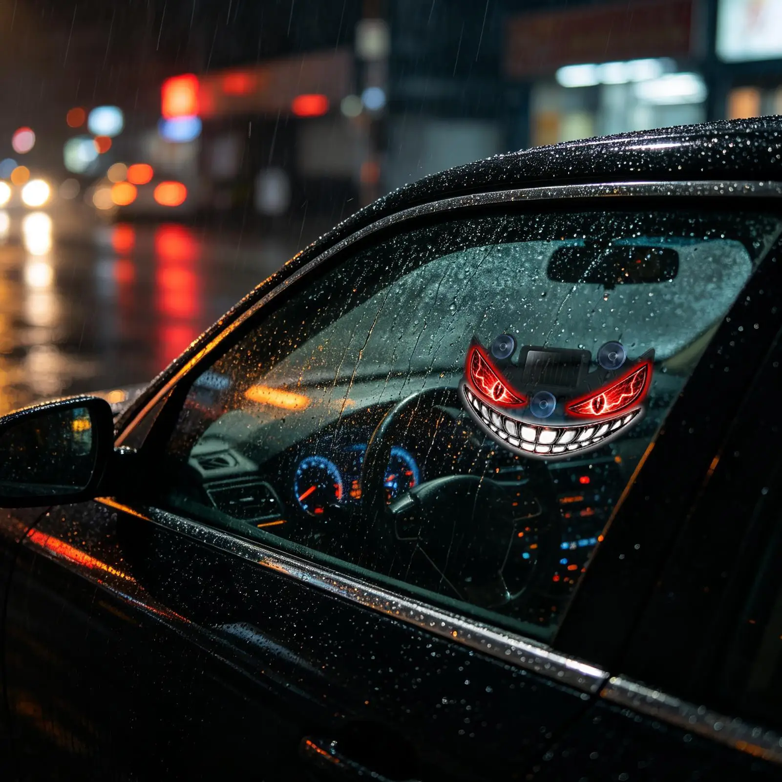 Demons Eye LED Window Lights Solar Powered Car Interior Lights Rechargeable Dynamic Lighting Eye Decor Window Light Up Sign