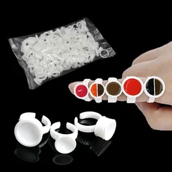 100pc S/M/L Plastic Tattoo Ink Rings Cup Microblading Pigment Holder Permanent Makeup Eyebrow Divider Container Pmu Accessories