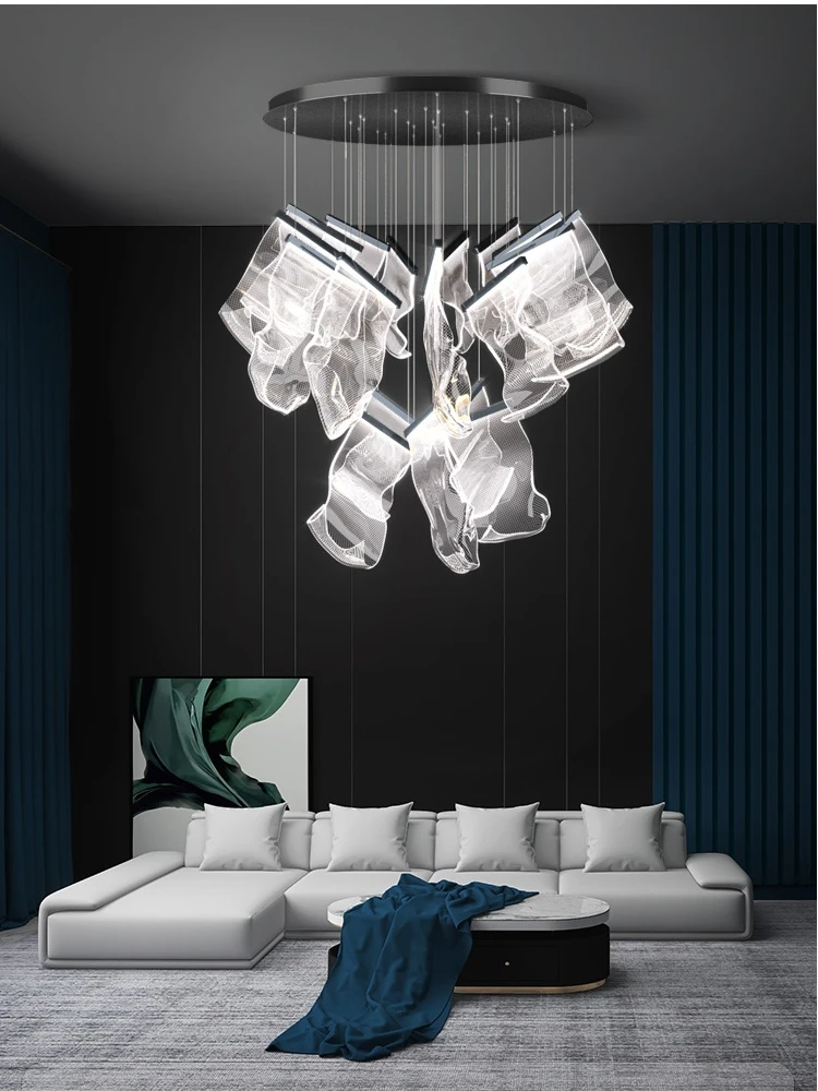 2025 New Modern Led Fashionable Living Room Ceiling Chandelier Duplex Staircase Restaurant Attic Home Decoration Light Fixture