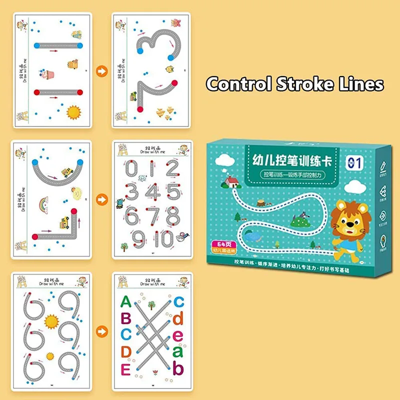 Children Montessori Drawing Book Set Reusable Magic Practice Copybook With Erasable Pens And Eraser Learning To Write Alphabet