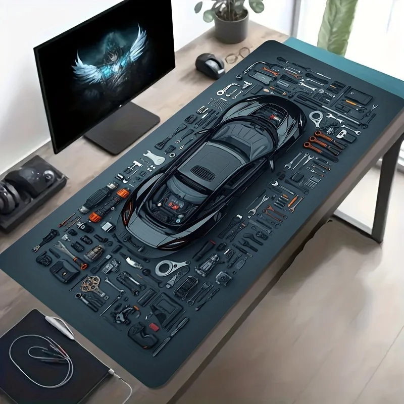 Automotive Mechanic Tools Car Disassembly Oversized Desk Mat Non-Slip Rubber Gaming Mouse Pad