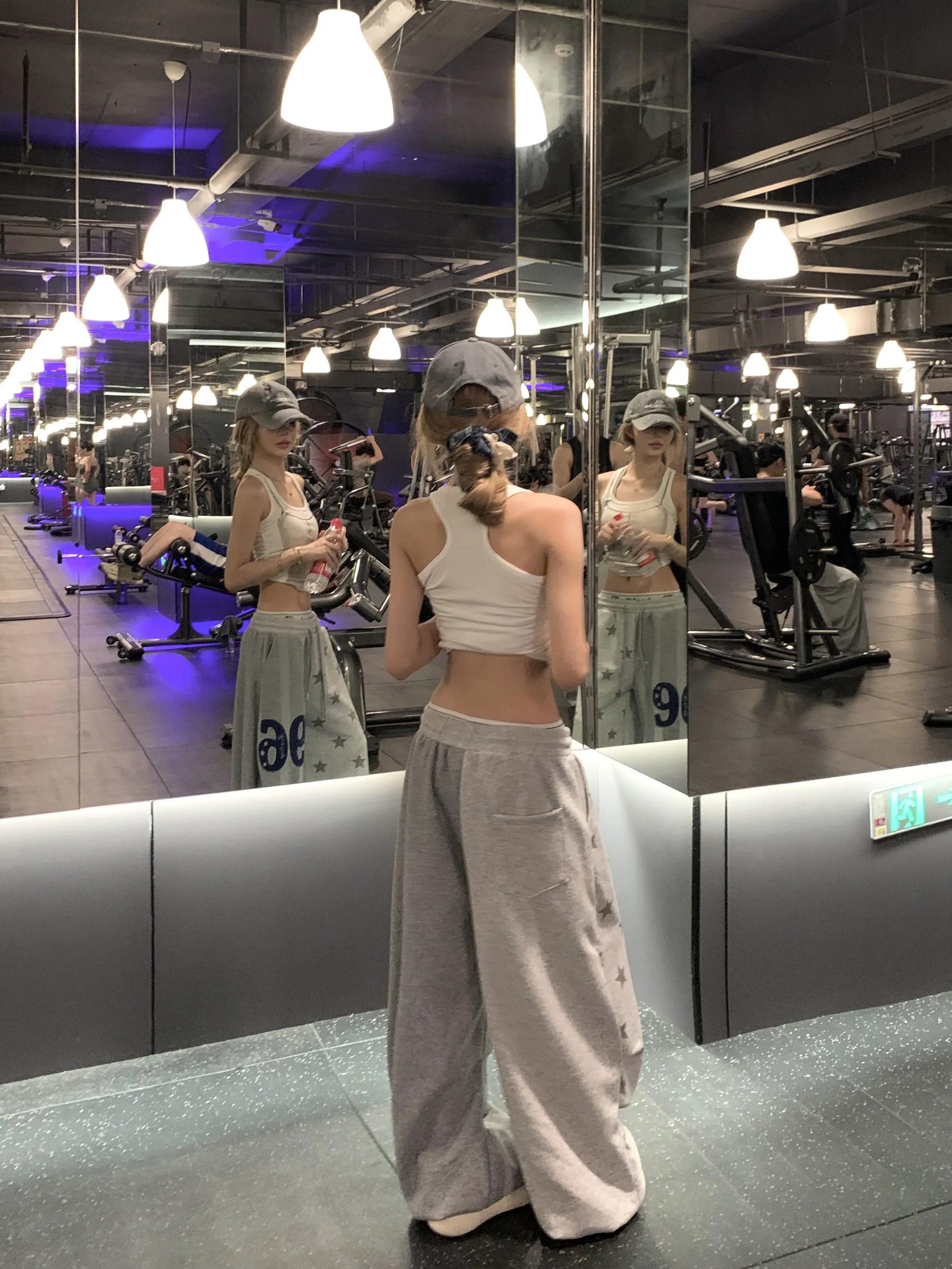 American Street Retro Digital Star Print Slimming Loose Straight Leg Wide Leg Casual Sports Pants for Men And Women