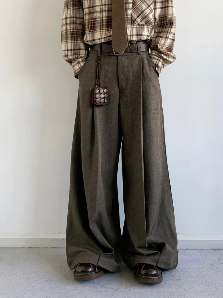 Men's Casual Loose Wide Leg Pants Autumn Winter Draped Style Neutral Fashion Long Trousers Female Students Male Students Can ...