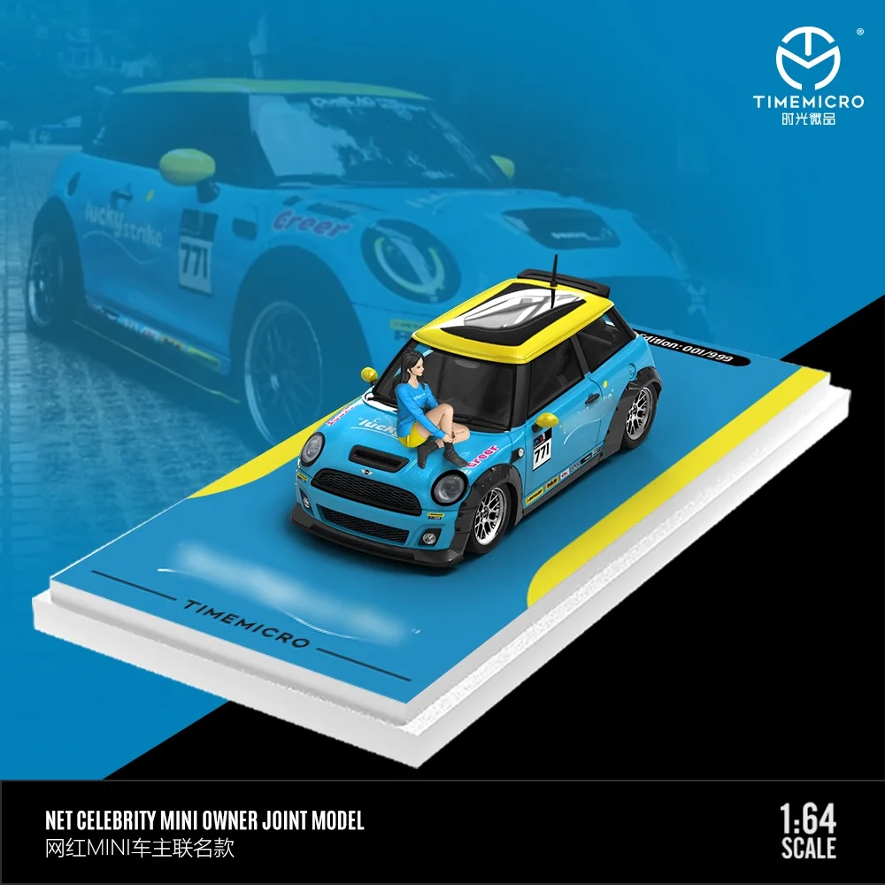 TimeMicro1:64 MINI COOPER- Yellow Blue/White paint alloy car model set