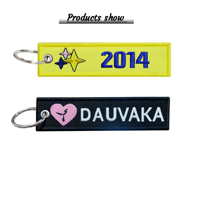 Personalized Custom embroidered text simple logo key chain