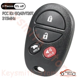 KEYECU 4 Buttons 315MHz for Toyota Sienna 2004-2015 Highlander 2007-2012 Sequoia 2008-2017 Auto Remote Control Key Fob GQ43VT20T