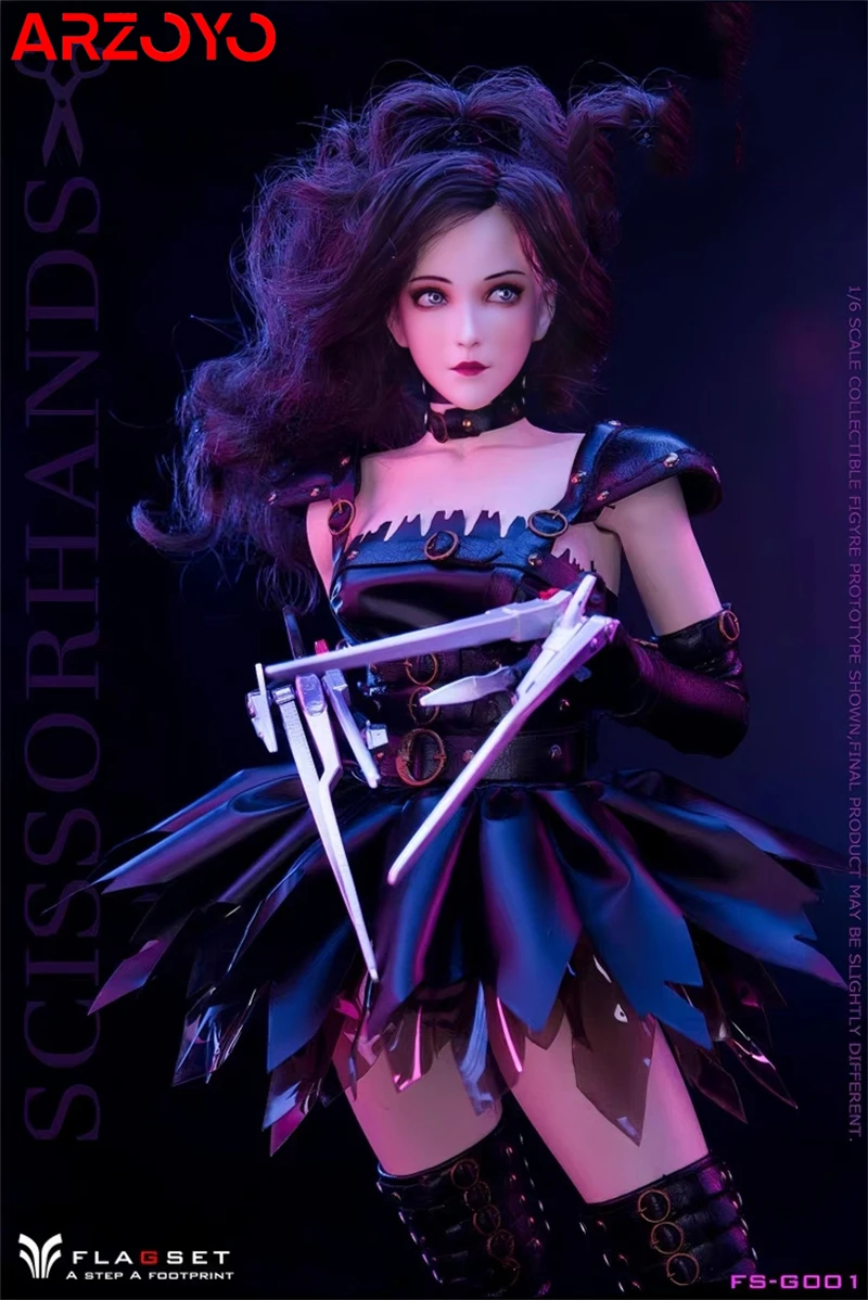 FLAGSET FS-G001 1/6 Scissorhands Girl Figure Model 12'' Female Soldier Action Body Full Set Toys for Collection