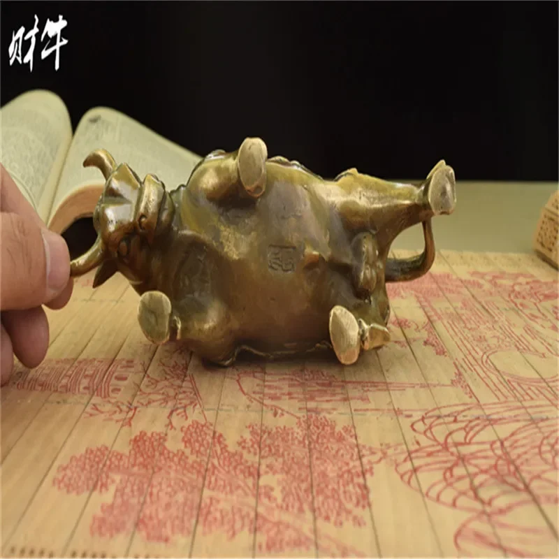 China Brass Statue  Fortune Cow Copper Statue image 3