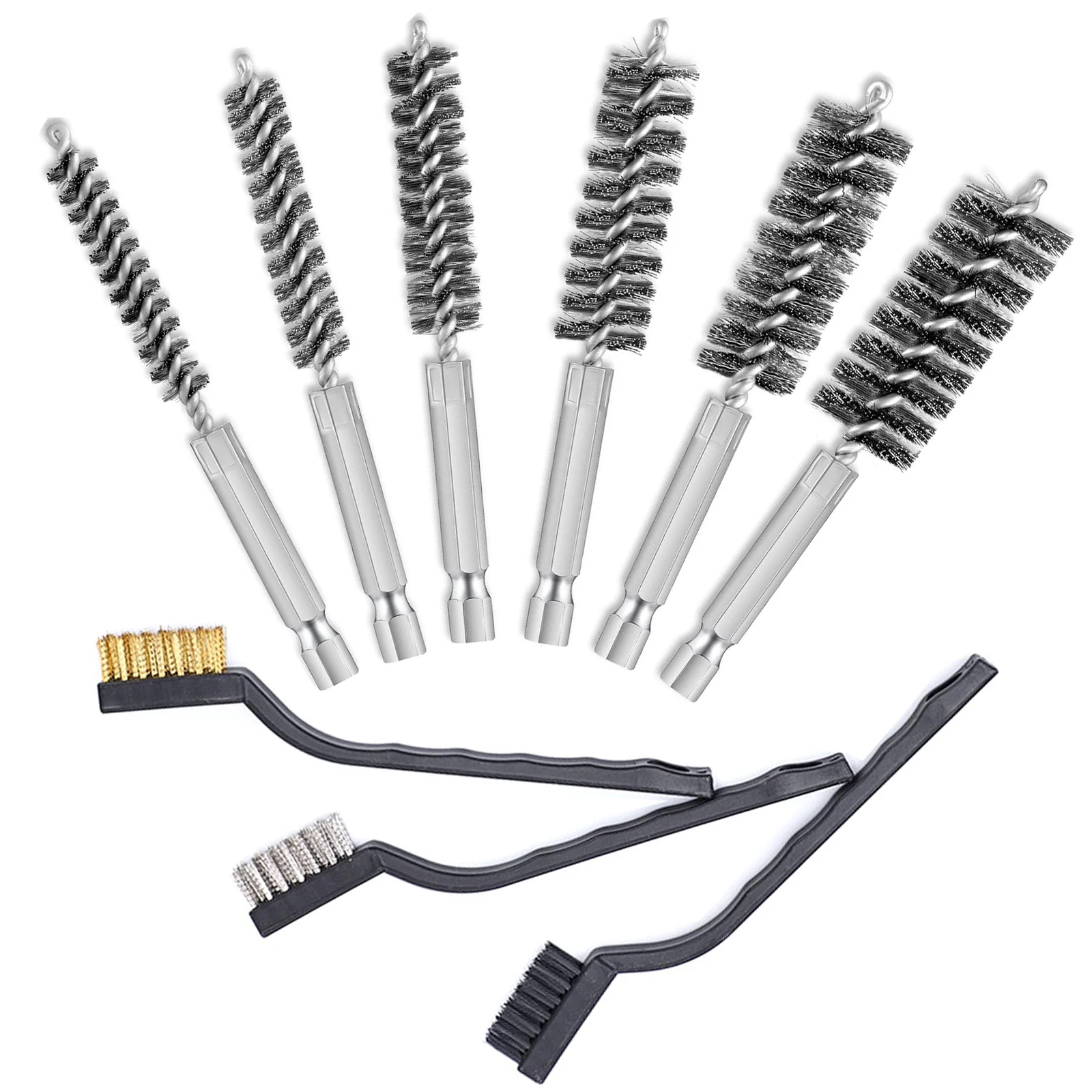 

Щетка для сверла Набор латунных проводов из нержавеющей стали 304 — шестигранный хвостовик 1/4 дюйма для ударных шуруповертов с мини-проволочной щеткой