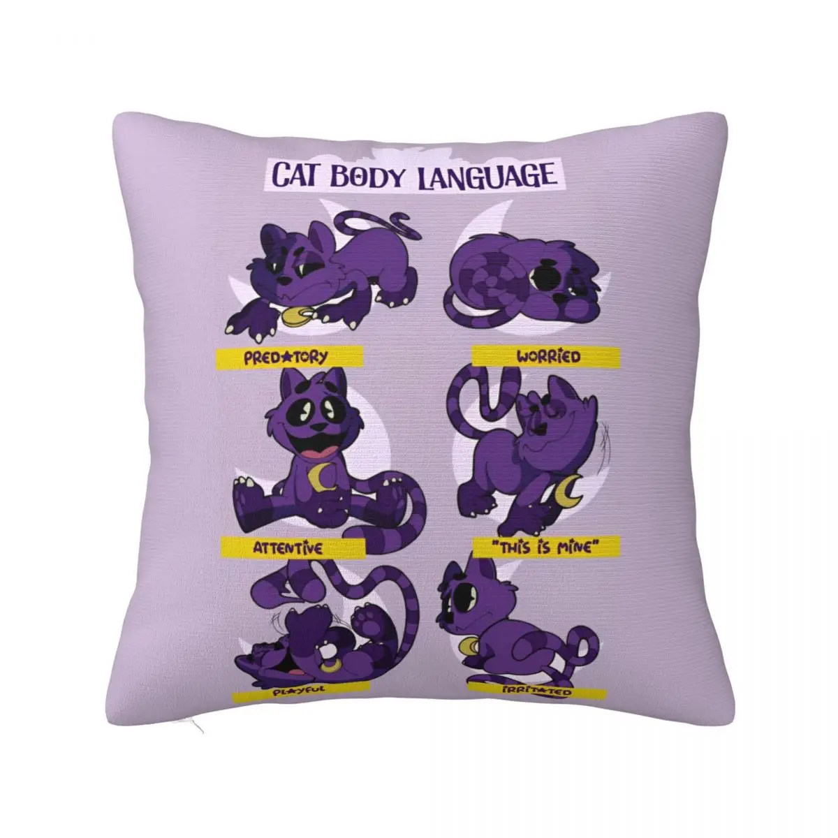 Smiling Catnap Cat Body Language Pillowcase Soft Polyester Cushion Cover Decorations Cartoon Game Pillow Case Cover Home 40X40cm