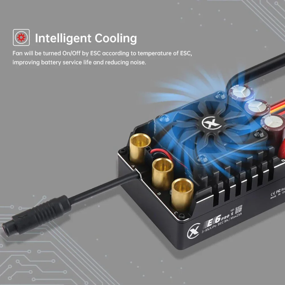 AvaCoreXC-ESC E6 PRO 300A Inductive Brushless Electric Adjustable 3-8S High Current Suitable for 1/7 1/6 Remote Control Model Ca