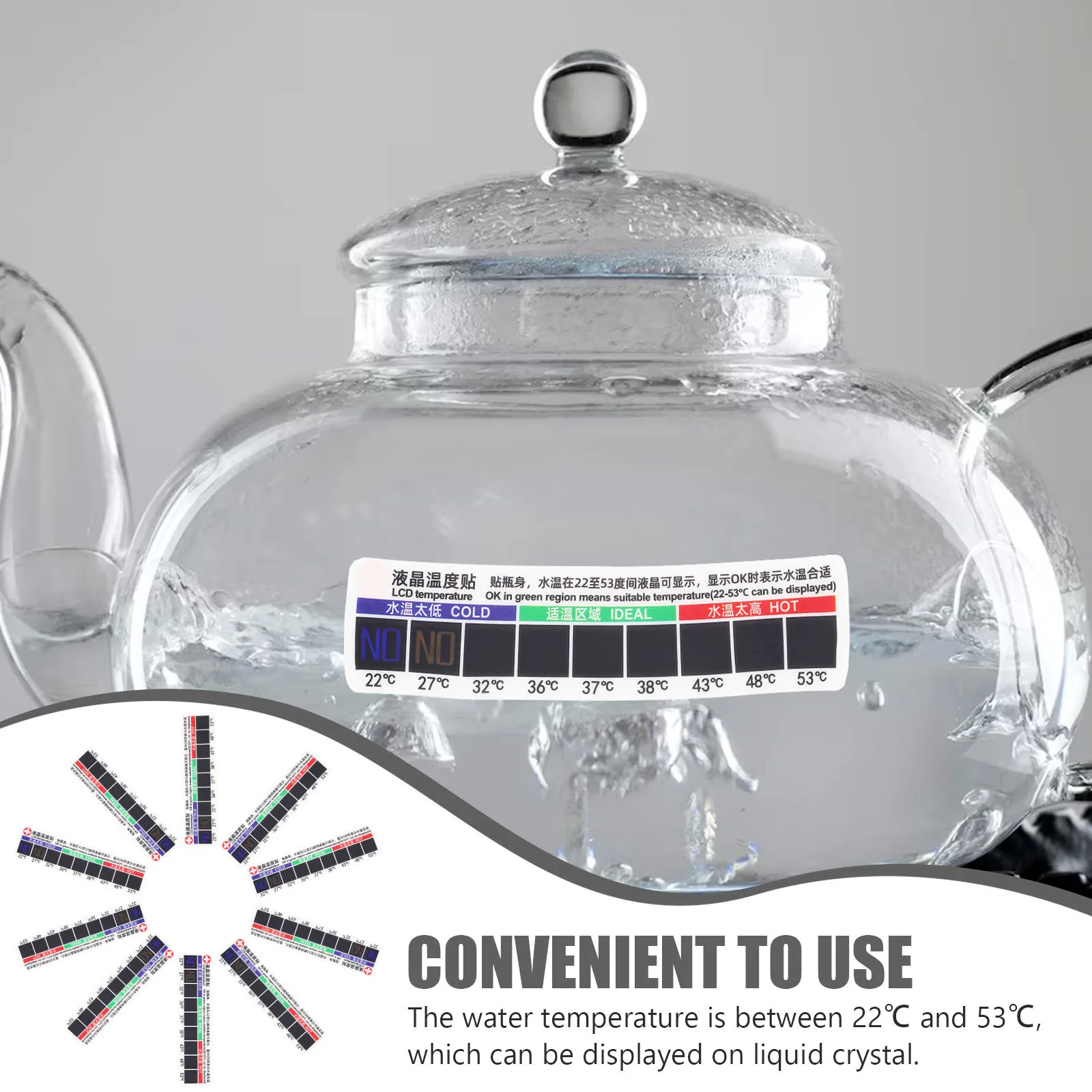 10 قطعة شريط لاصق لقياس درجة حرارة الماء المالحي لزجاجة الجسم وتنظيف الأنف وقياس درجة حرارة الجسم